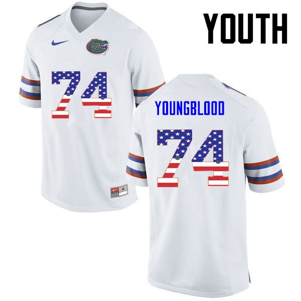 NCAA Florida Gators Jack Youngblood Youth #74 USA Flag Fashion Nike White Stitched Authentic College Football Jersey JRF4864OW